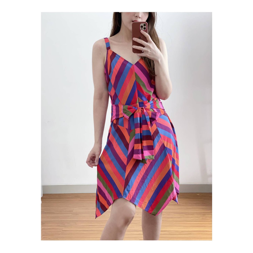 A New Day retro rainbow print handkerchief dres