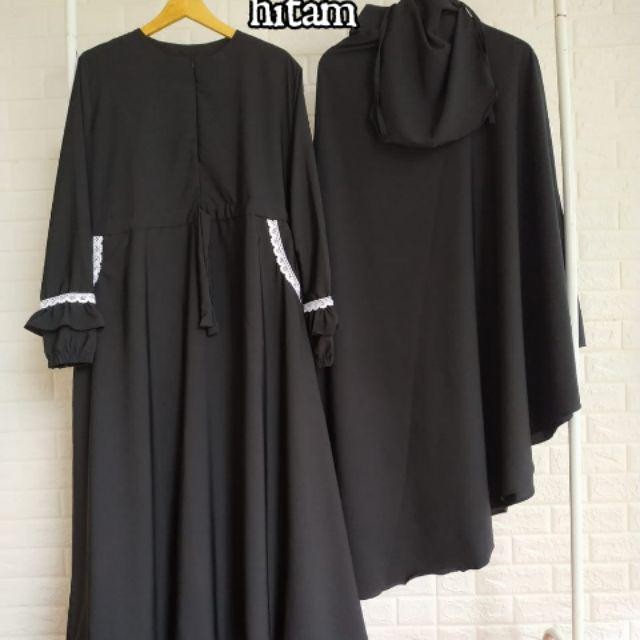 Gamis Serut Set Cadar Hitam