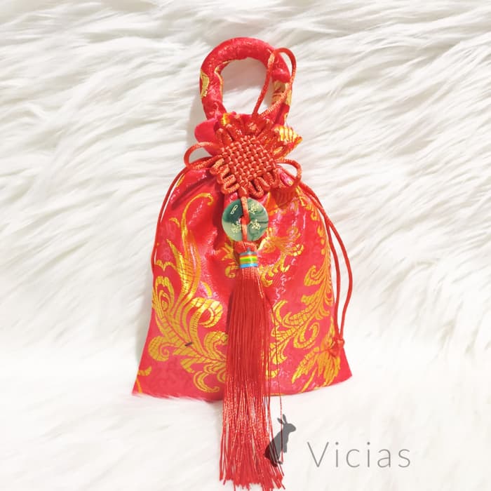 P6 - Tas Kain Serut IMLEK Pouch Bag Hampers Hantaran Sangjit - Tipe A Perlengkapan Imlek