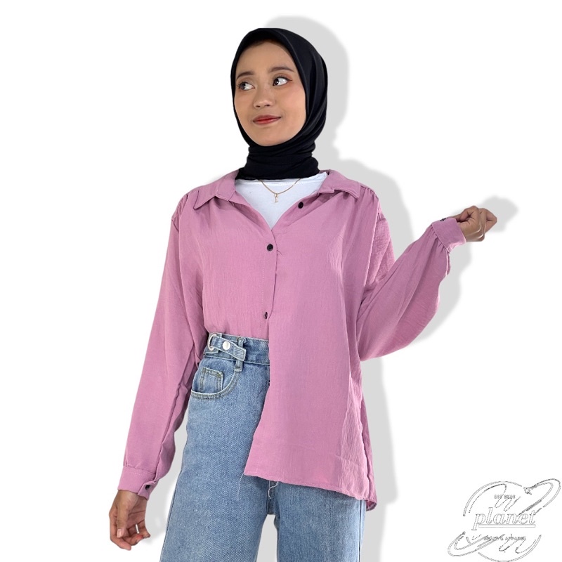 KEMEJA POLOS WANITA HITAM PUTIH MURAH KEMEJA WANITA LENGAN PANJANG ALL SIZE JUMBO