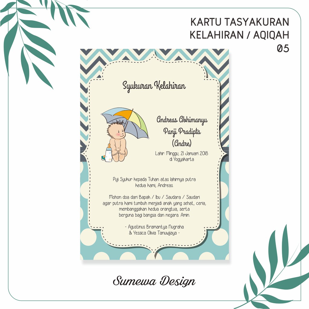 Kartu Ucapan Tasyakuran Kelahiran - Aqiqah - Khitanan ...