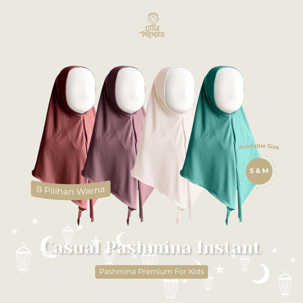 Little Prenses Casual Pashmina Instant - Jilbab Hijab Pashmina Anak Bayi Instan Perempuan 1 2 Tahun 