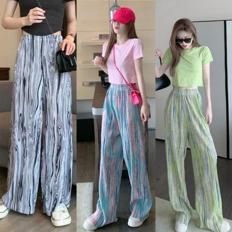 Celana pleats Panjang abstrak Nyaman korea import