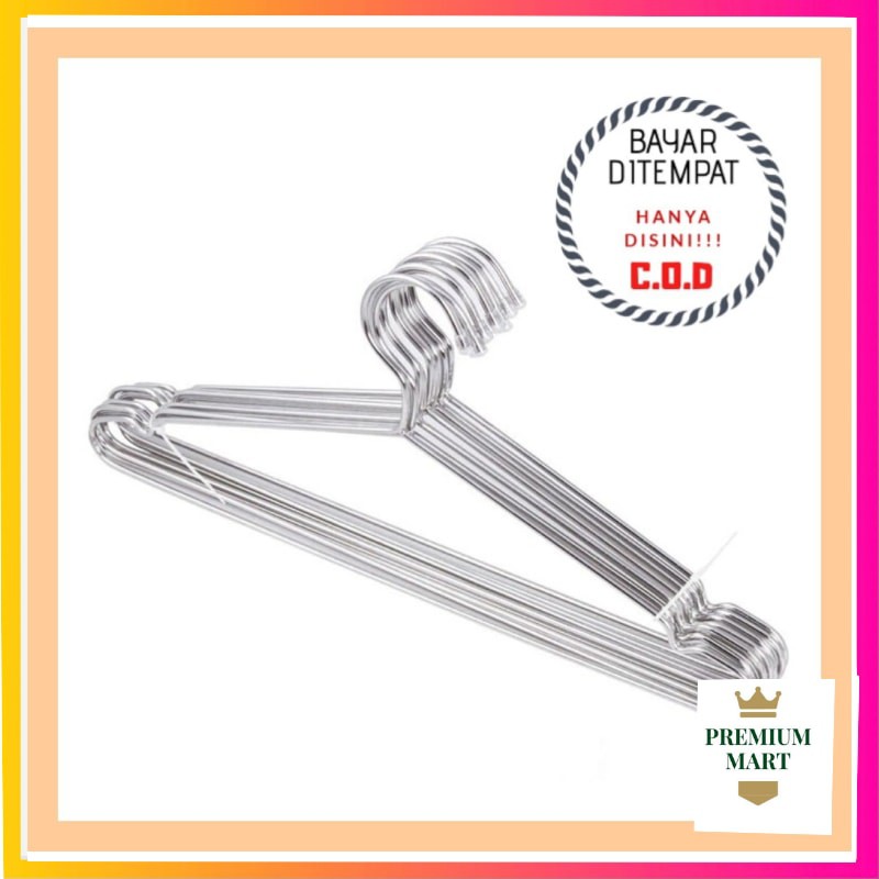 Hanger Baju Stainless Steel 1 pak isi 10 pcs 41 cm / hanger baju anti karat [PM]