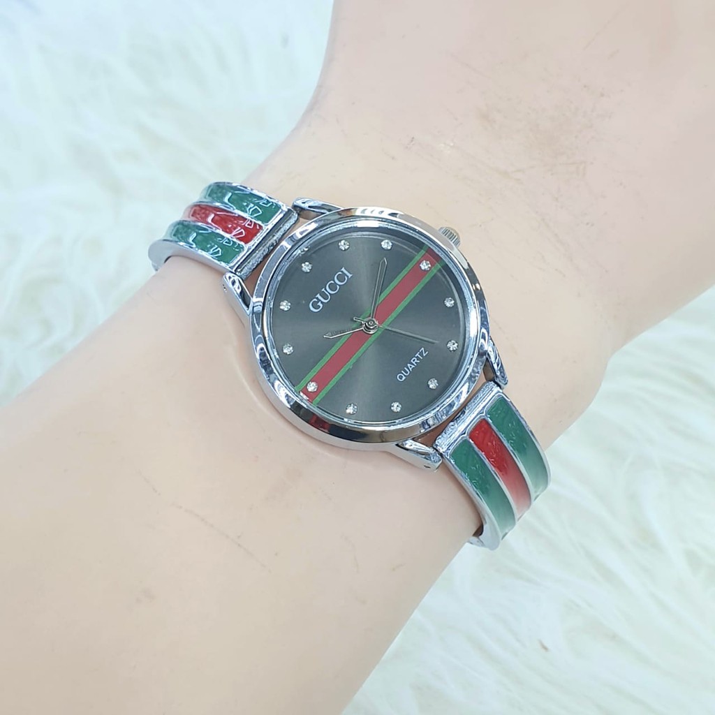 Jam Tangan Wanita Kasual Permata Diamond Strap Mika Steel GU-19