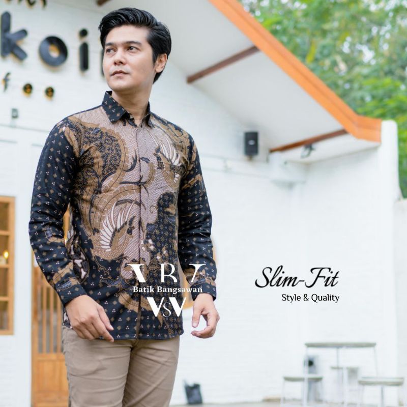 Baju Batik Pria Slimfit Reguler Lengan Panjang Original Batik OB514 Batik Pekalongan Premium