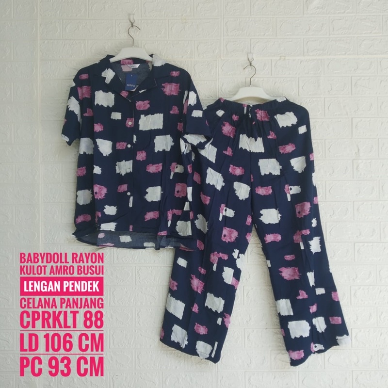 *Setelan Rayon AMRO Lengan Pendek Celana Kulot Panjang (CPRKLT)