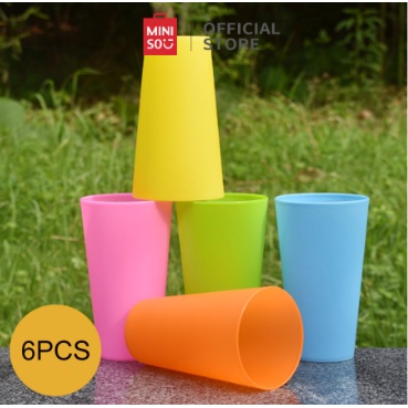 MINISO Gelas Air Set cangkir portabel berwarna-warni (6 pcs) Colorful