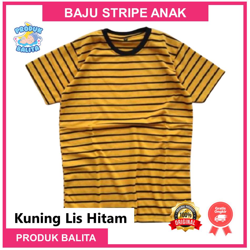 Kaos Anak Stripe  Thirts Salur Garis Garis Kaos Anak Laki-Laki Perempuan Lengan Pendek Catton Combed 30S Terlaris