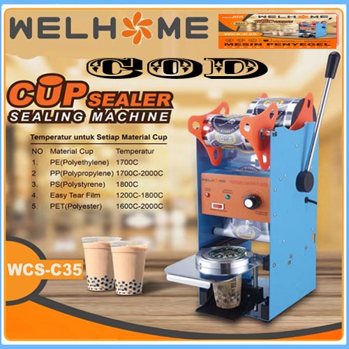 Mesin Cup Sealer WELHOME C-35 Press Plastik Gelas Sealing Machine KUAT KOKOH