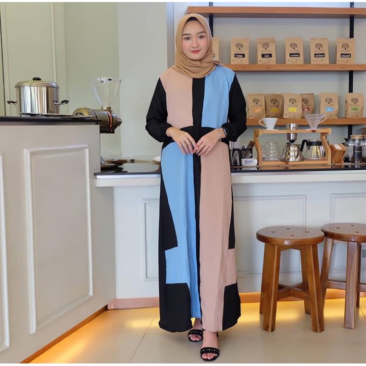 BAJU | PAKAIAN WANITA | BABY MAXY | DRESS |  FASHION WANITA | SETELAN MUSLIMAH | BLUE CREAM | WANITA
