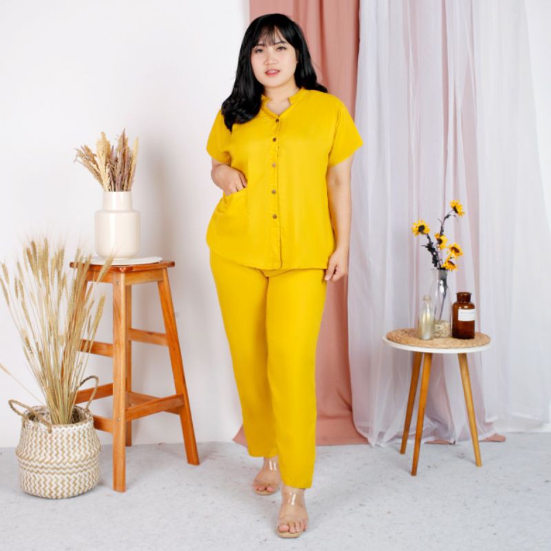 SETELAN RAYON WANITA PREMIUM JUMBO SAMPAI BB 80KG / ONESET DAILY RAYON JUMBO POLOS