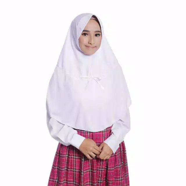 Kerudung Sekolah Rabbani Kalia (S) Scarf Hijab Khimar Jilbab Bergo - Putih, S