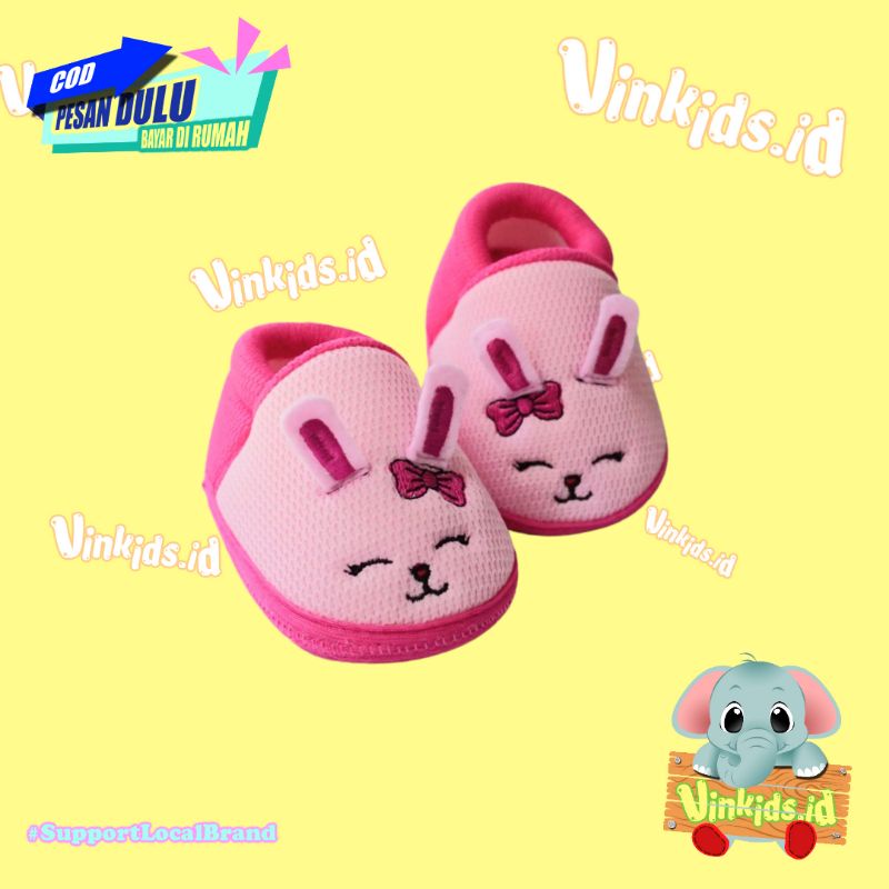 Sepatu Anak Bayi Perempuan 0-12 Bulan Prewalker Karakter Kelinci Jepang Pink