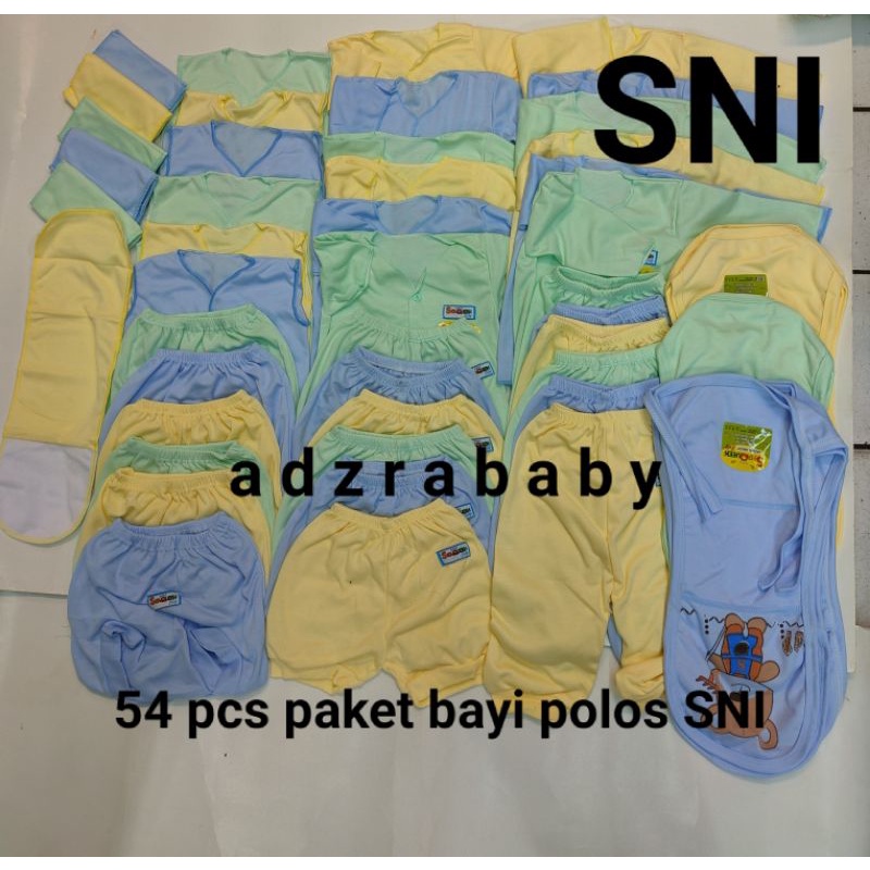 paket baju bayi polos SNI isi 54 pcs