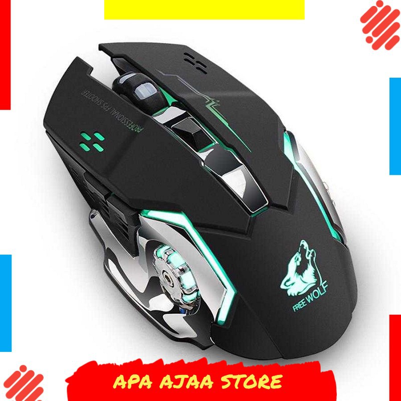 Terbaru ! Free Wolf Wireless Gaming Mouse LED Light 1800 DPI - X8