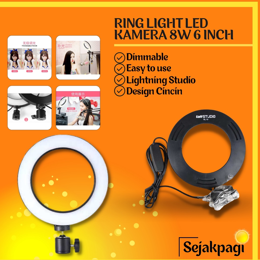 Ring Light LED Kamera 8W 6 Inch Lampu Live TaffSTUDIO