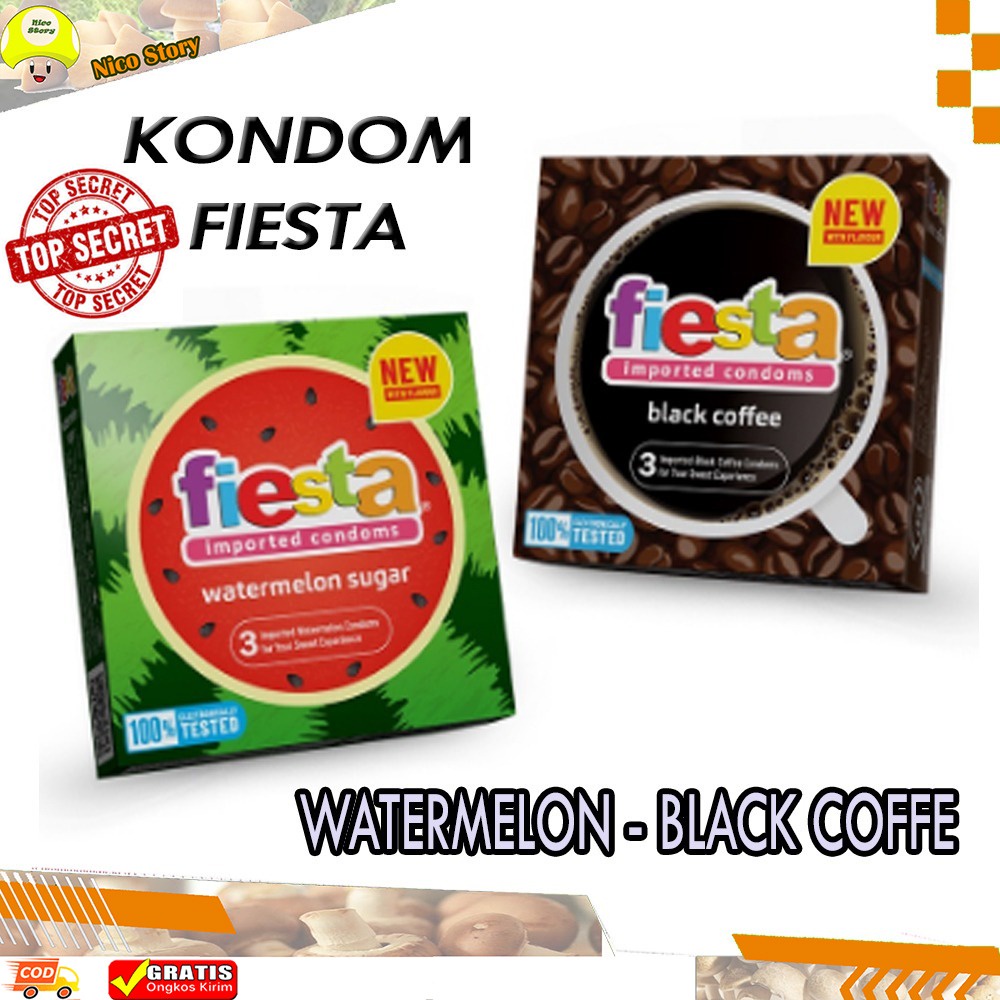 (NCS) PRIVASI TERJAMIN Condom Kondom NEW Fiesta Baru Fiesta Black Coffee dan Watermelon/ Fiesta Kopi / Fiesta Semangka