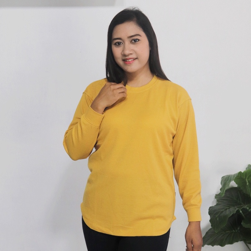 Remix RITB855J07 Kaos Waffle Wanita Polos Lengan Panjang Original Granada Fashion