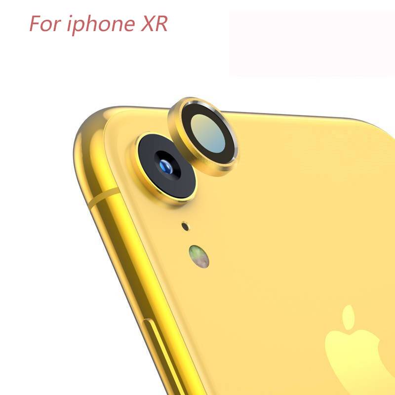 Pelindung Lensa Kamera Tempered Glass 6d Bahan Metal Warna Hitam Silver Emas Untuk Iphone Xr