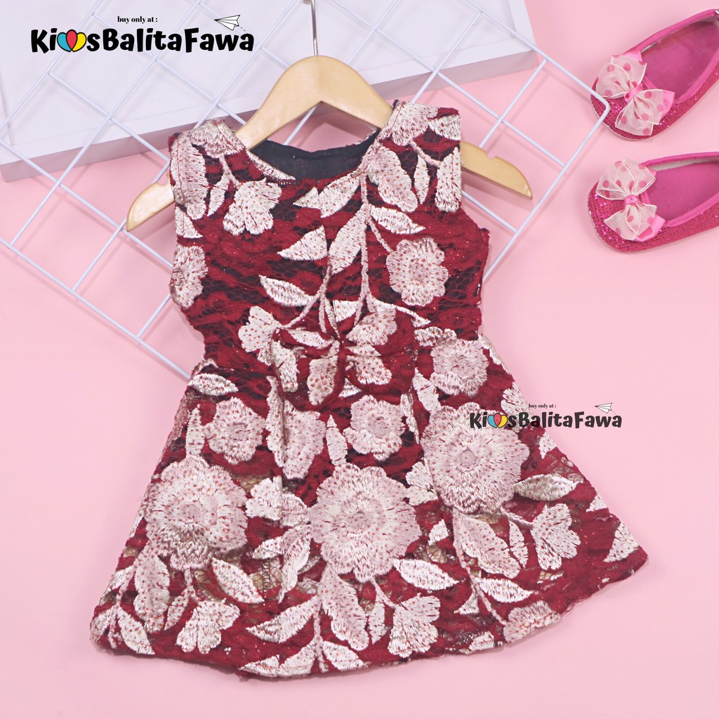 Dress Keira Uk Bayi-8 Tahun / Dres Brukat Kensi Anak Perempuan Gaun Pesta Kondangan Baju Baby Import