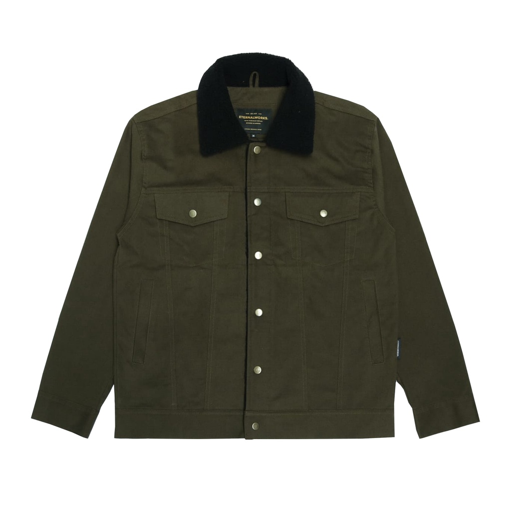 ETERNALWORKS - Trucker Jacket Sherpa Green
