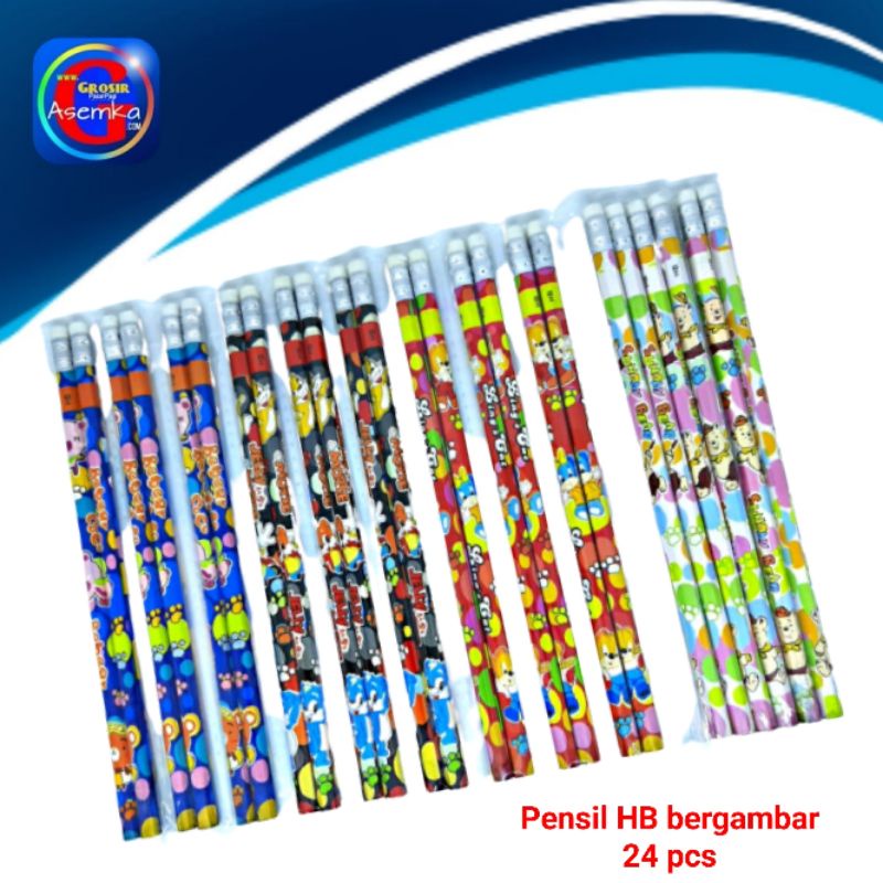 GPA Pensil Hb 24pcs Bergambar Kemasan Renceng Grosir