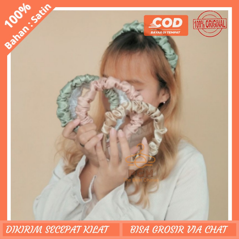 BANDO KOREA SCRUNCHIE KOREA BANDO KERUT HEADBAND RUFFLE POLOS DAN MOTIF BISA COD PGM