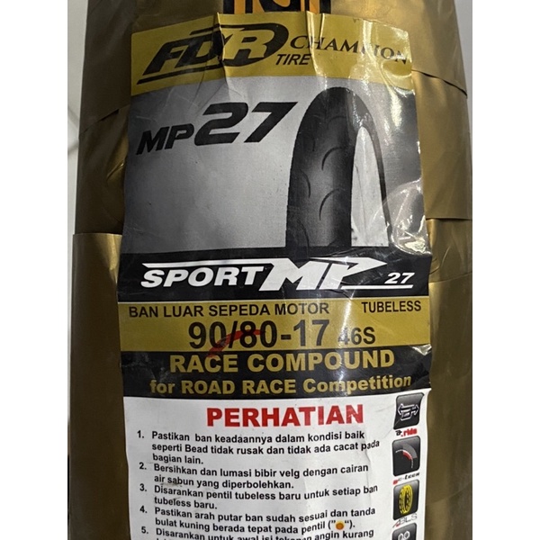 Ban FDR MP27 90/80-17 90/80-14 Ban Champion Luar Tubless Tubles Import Soft Compound Kompon Race Rac