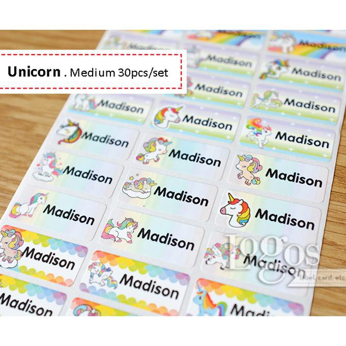 

New Unicorn Medium Sticker Label Nama Waterproof Stiker Namaanak Kuda Pony