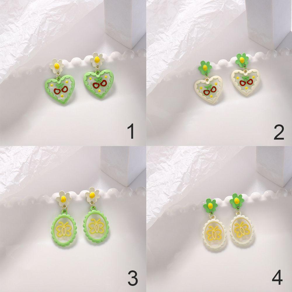 R-bunga Anting Fashion Hati Kupu-Kupu Menjuntai