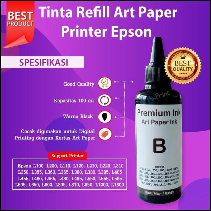 Tinta Botol Art Paper Asli 664 Epson L360 L120 L350 L565 - Hitam