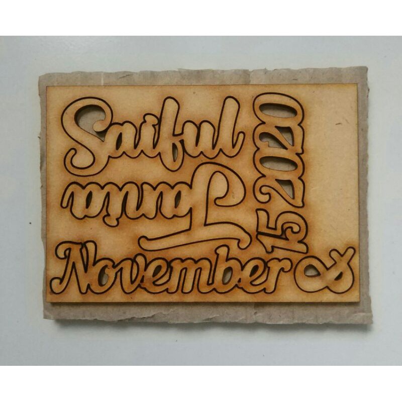 PO Nama Costum kayu laser cutting