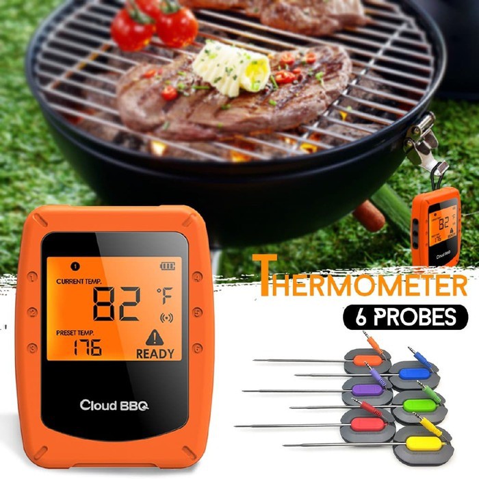 Smart Bluetooth Digital Thermometer with 6 Probes for BBQ or Kitchen - Termometer Dapur