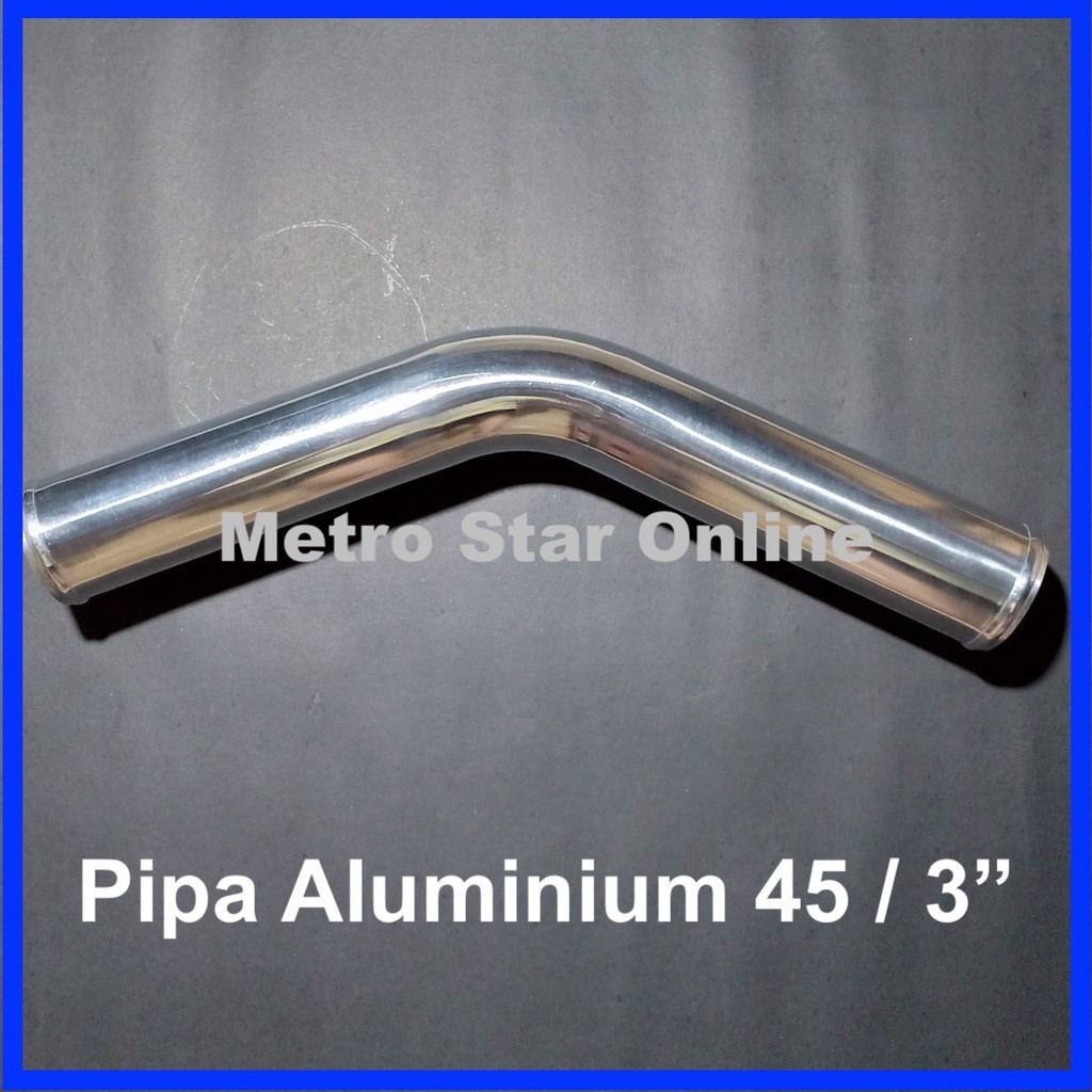 Pipa Aluminium 45 Derajat 3" Pipa Intercooler Pipa Turbo Pipa Filter Udara Mobil Universal Custom