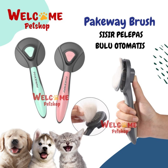 Pakeaway Brush Sisir Pelepas Bulu Otomatis Fur Anjing Kucing Kelinci