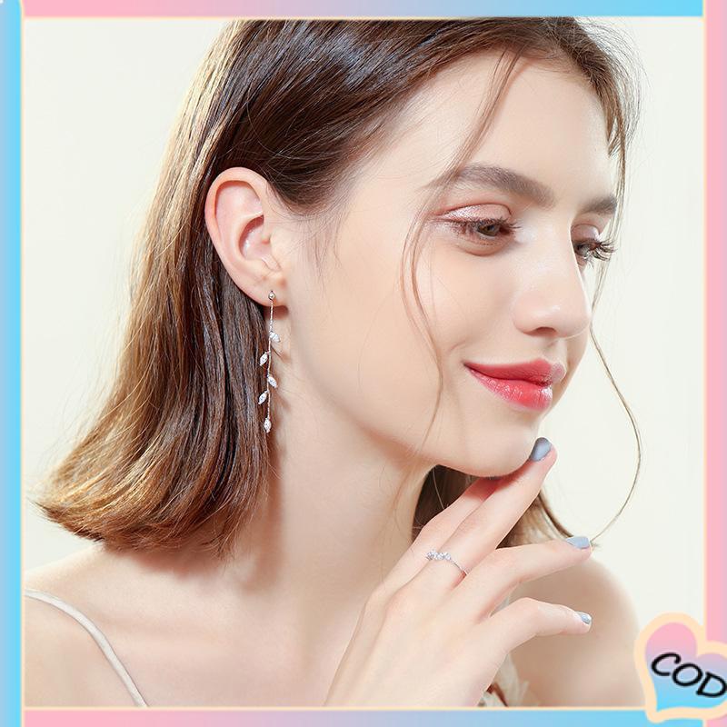 COD❤️ S925 Silver Willow Earrings Wanita Temperamen Anting Rumbai Panjang Sederhana-A.one