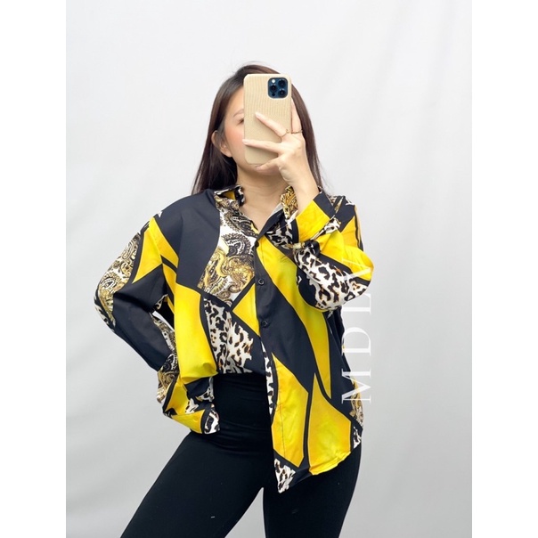 MDLV ~ BM 0198 SHANICE YELLOW LEOPARD SHIRT