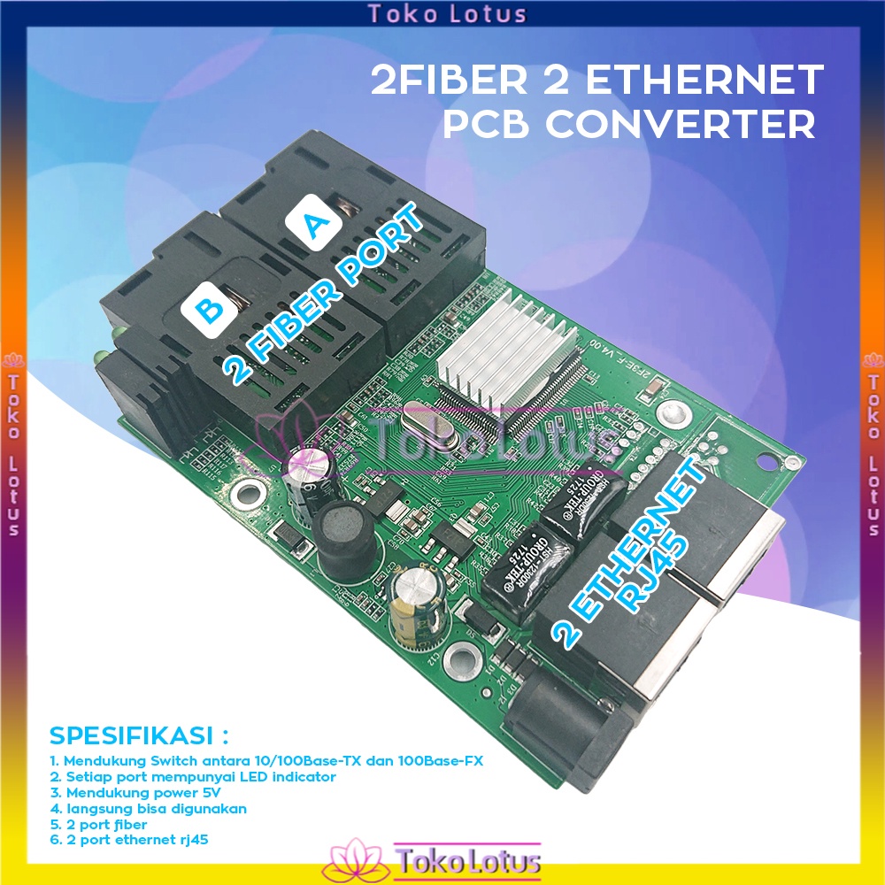 BISA COD - MEDIA CONVERTER 2 FIBER 2 ETHERNET CM2F2E - 2F2E-PCB+Adaptor Atau PCS SAJA