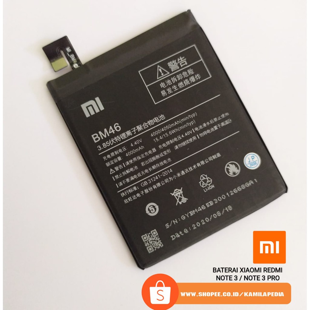 Baterai Xiaomi Redmi Note 3 3 Pro BM46 / Jual Baterai Xiaomi Redmi Note 3 / Note 3 Pro BM46