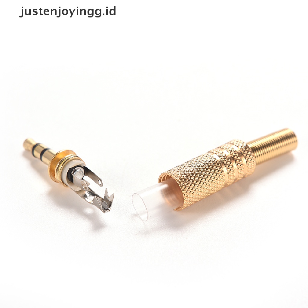 1pc Adapter Konektor Jack Audio Stereo Male 3.5mm 1 / 8 &quot;Lapis Emas