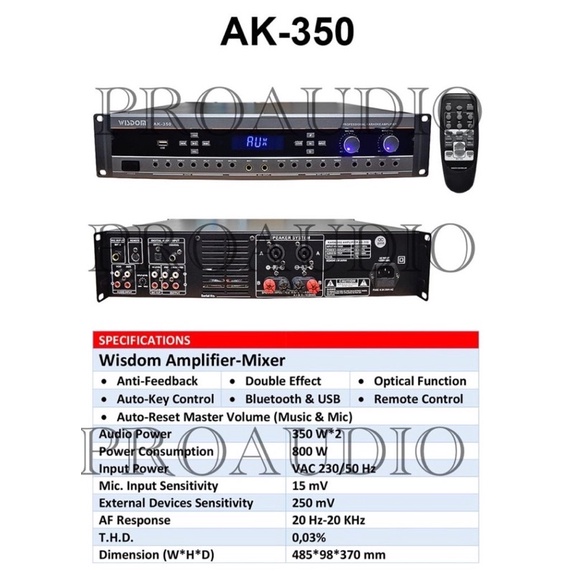 Wisdom AK 350 AK-350 Professional Amplifier - Mixer Karaoke Original