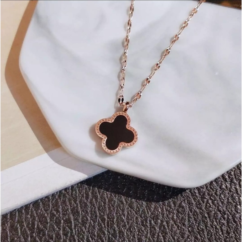 Kalung Titanium Rantai Rose Gold Liontin Bulgari Rose Gold / Accesories Fashion Titanium Asli Anti Luntur / Kalung Lapis Emas 18K / Terbaru