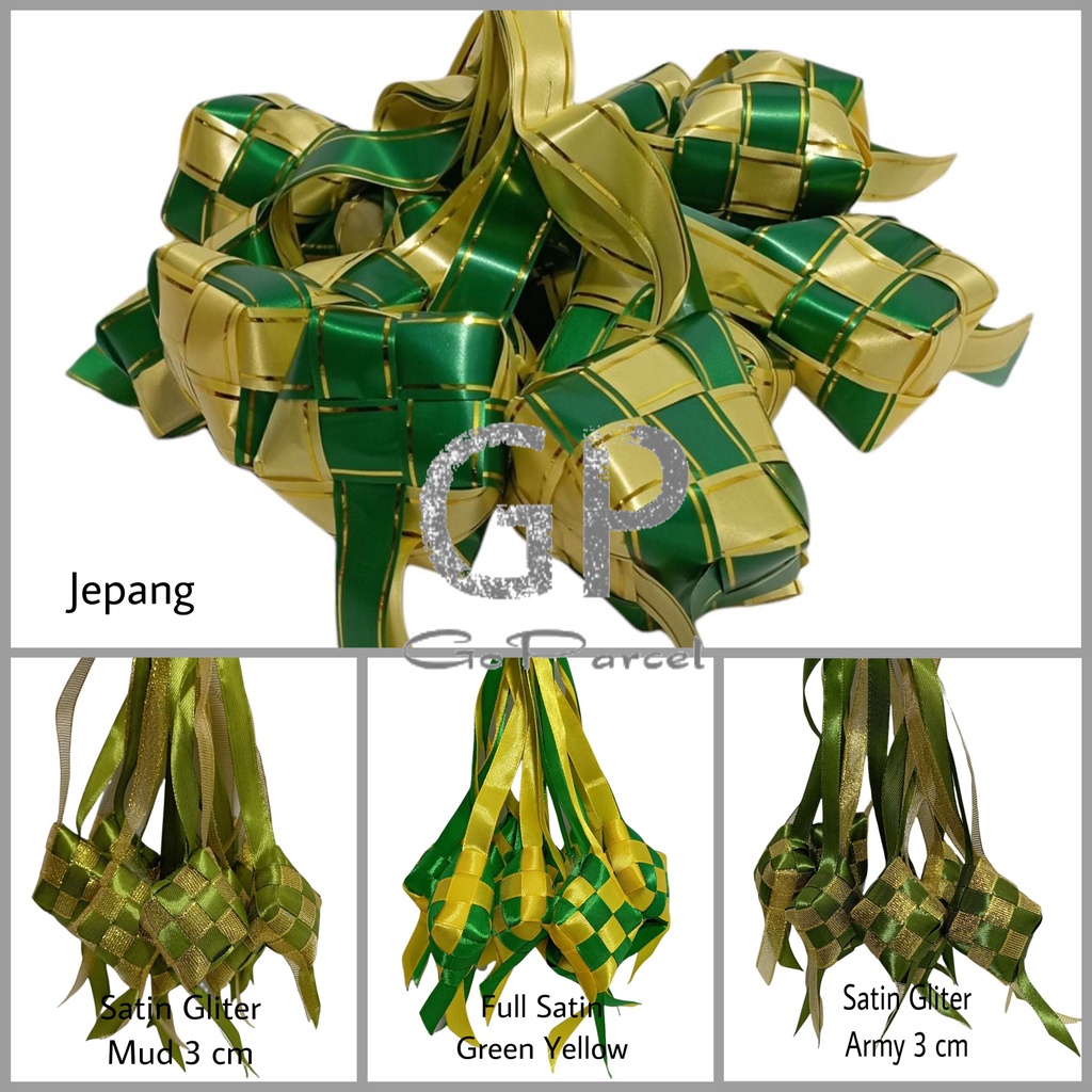 ( 1 Pita Ketupat ) PITA KETUPAT - LEBARAN SELAMAT IDUL FITRI - EID MUBARAK - IDUL ADHA - SATIN / EMAS / GLITTER / HIJAU HIASAN KADO PARCEL PAJANGAN BINGKISAN / DEKORASI RUANGAN / KUE TOPLES HAMPERS SOUVENIR GOODIE BAG