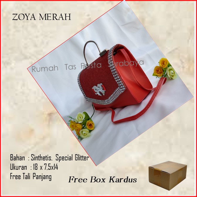 Tas Kondangan,Tas Gliter,Tas Cantik,ZOYA MERAH