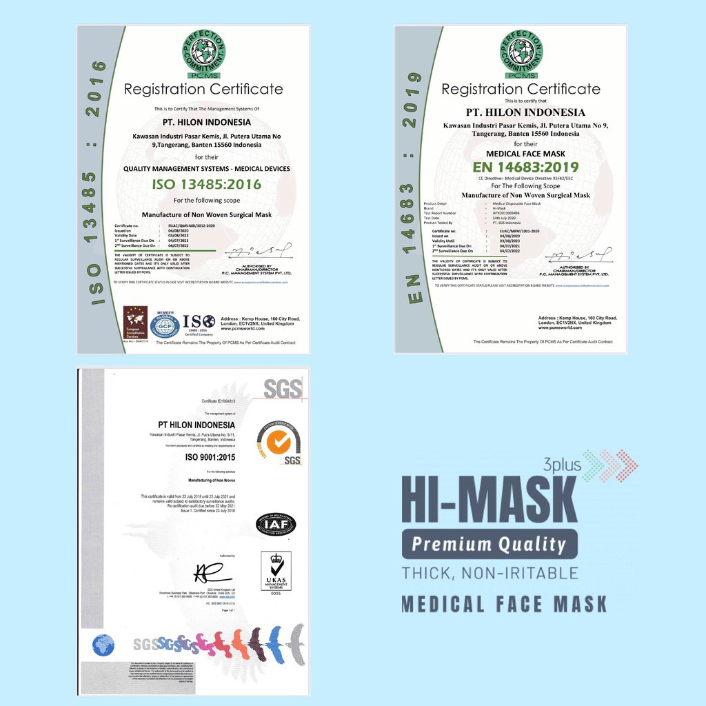 Hi Mask Surgical Masker / Masker Medis Headloop &amp; Earloop isi 50pcs