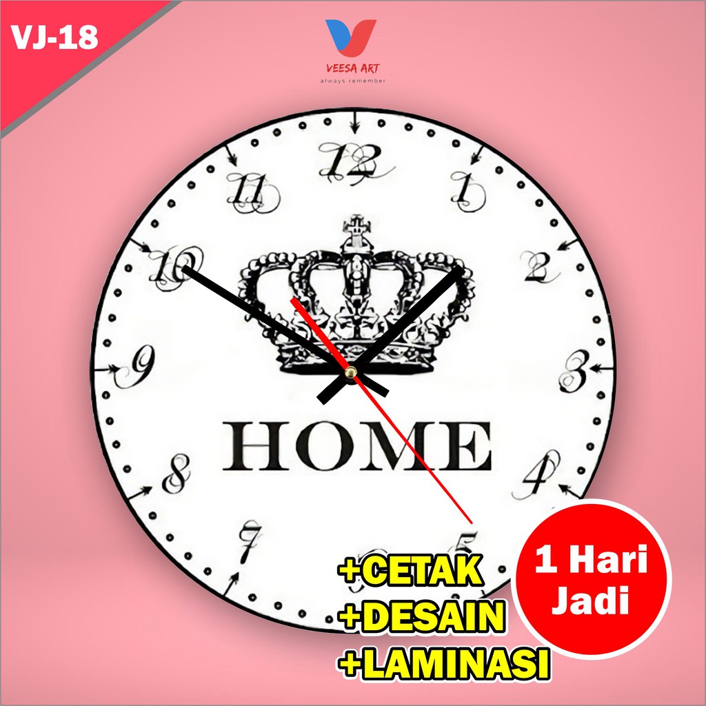 Jam dinding crown vintage fintage klasik Classic Viral Besar Aesthetic Estetik Cantik murah kamar tidur ruangan rumah dekorasi pajangan Mewah Minimlis Pajangan Walldecor Warna Putih Polos Tinggal Tempel Gantung Tembok Ukuran Diameter 30cm Variasi Industri