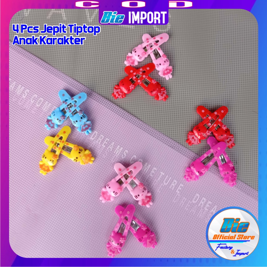 4 Pcs Jepit Tiptop Anak Karakter Lucu Impor Best Seller