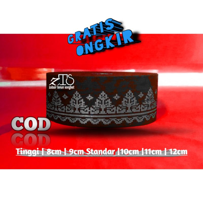 Songkok sholat Zubair tenun Songket Peci kopiah songkok motif pucuk warna hitam silver peci akad dew