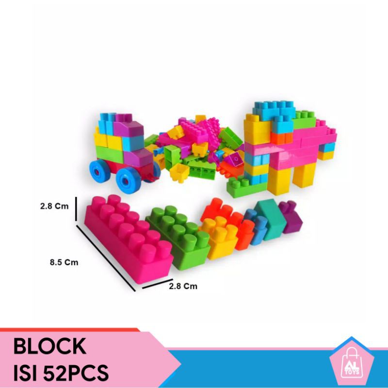 39, 52PCS MAINAN EDUKASI ASAH IMAJINASI KREATIF BLOCK